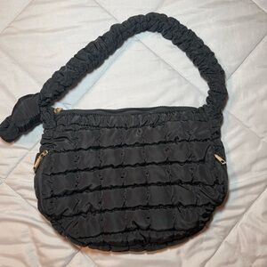Urban Expressions Black Nylon Quilted Shoulder Bag